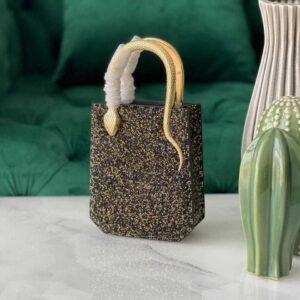Bvlgari Mini Black Crystal Embellished Leather Serpentine Tote Bag 