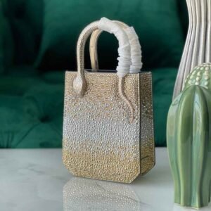 Bvlgari Mini Gold and Silver Gradient Crystal Leather Serpentine Tote Bag  - Dubai Luxury Items