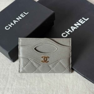 Chanel 31 Card Holder Grey Caviar Leather - Dubai Luxury Items