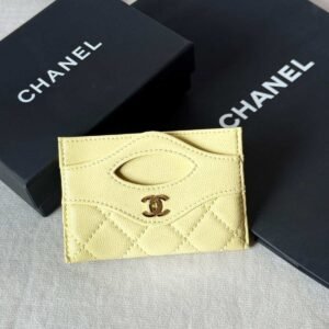 Chanel 31 Card Holder Pastel Yellow Caviar Leather - Dubai Luxury Items