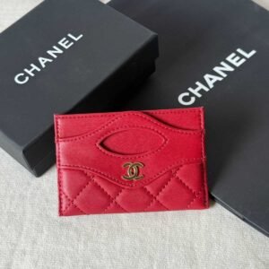 Chanel 31 Card Holder Red Lambskin Leather GHW - Dubai Luxury Items