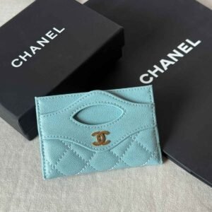 Chanel 31 Card Holder Tiffany Blue Caviar Leather - Dubai Luxury Items