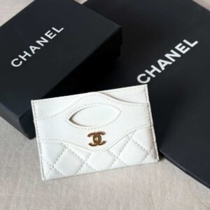 Chanel 31 Card Holder White Lambskin Caviar Leather GHW - Dubai Luxury Items
