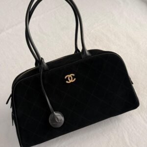 Chanel Black Suede Calfskin Large Perfect Bowling Bag | Dubai Luxury Items