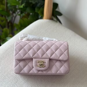 Chanel Classic Mini Flap Bag 20CM Soft Baby Pink Quilted Caviar Leather Silver Hardware - Dubai Luxury Items