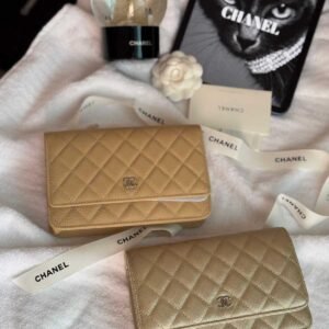 Chanel Classic Wallet On Chain Gold Caviar Leather - Dubai Luxury Items