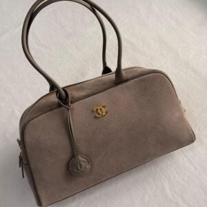 Chanel Dark Beige Suede Calfskin Large Perfect Bowling Bag | Dubai Luxury Items
