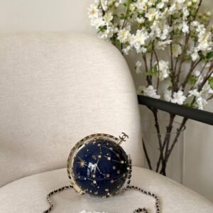 Chanel Dark Blue & Gold Resin Diamante Celestial Globe Minaudiere Evening Bag