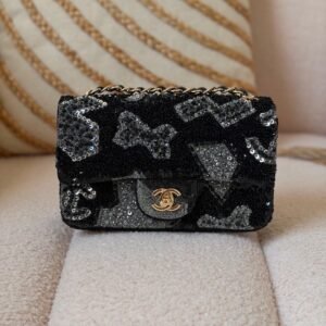 Chanel Grey Black Multicolor Suede Crystal Mini Rectangular Flap Bag - Dubai Luxury Items