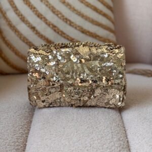 Chanel Metallic Gold Sequins Classic Mini Flap Bag - Dubai Luxury Items