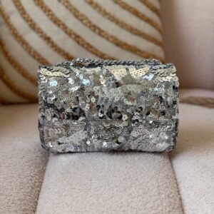 Chanel Metallic Silver Sequins Classic Mini Flap Bag - Dubai Luxury Items