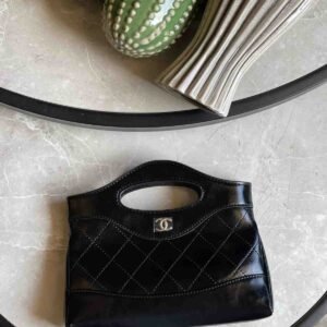 Chanel Nano 31 Black Quilted Lambskin Leather Bag With Chain - Dubai Luxury Items
