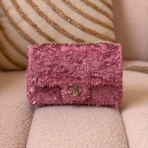 Chanel Pink Sequin Mini Rectangular Flap Bag - Dubai Luxury Items
