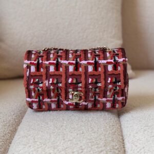 Chanel Red And Multicolor Sequin Tweed Classic Flap Bag - Dubai Luxury Items