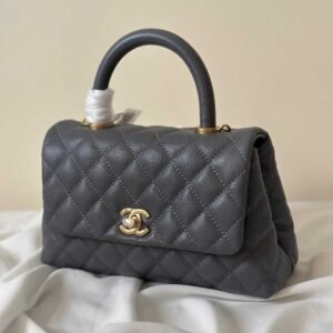 Chanel Small Dark Grey Caviar Quilted Flap Coco Top Handle Bag - Dubai Luxury Items