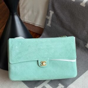 Chanel Souplissimo Maxi Flap Bag Mint Green Suede Calfskin