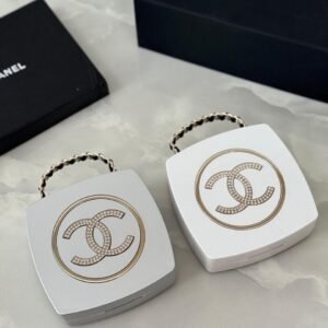 Chanel White Makeup Palette Minaudiere Mirror Compact Beauty Box Clutch