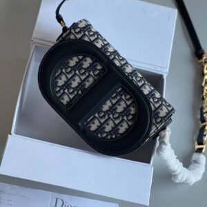 Christian Dior Blue CD Signature Leather Crossbody Bag - Dubai Luxury Items