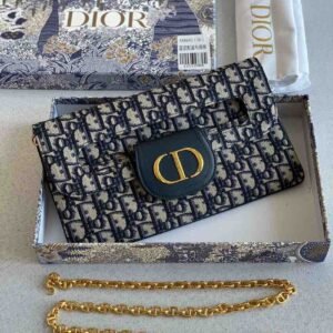 Christian Dior Blue Oblique Diordouble Chain Clutch Bag - Dubai Luxury Items
