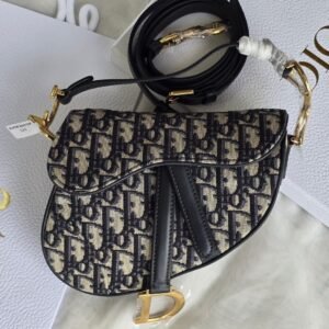 Christian Dior Saddle Bag Blue Oblique Jacquard Canvas - Dubai Luxury Items