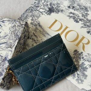 Dior Lady Dior Card Holder Freesia Blue Patent | Dubai Luxury Items