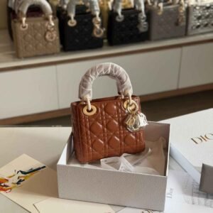 Dior Lady Dior Mini Warm Brown Lambskin Bag | Dubai Luxury Items