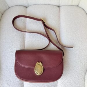Dior Medium Burgundy Medaillon Flap Bag Grained Calfskin