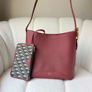 Dior Medium Médaillon Bucket Bag Red Grained Calfskin