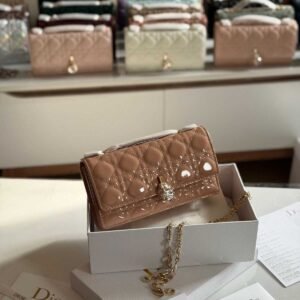 Dior My Dior Beige Patent Cannage Lambskin Mini Bag - Dubai Luxury Items