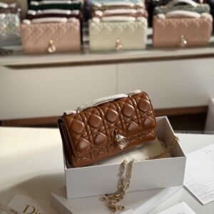Dior My Dior Brown Cannage Lambskin Mini Bag - Dubai Luxury Items
