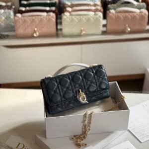 Dior My Dior Dark Grey Cannage Lambskin Mini Bag - Dubai Luxury Items