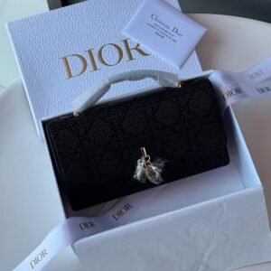 Dior My Dior Mini Black Cannage Microbead Fabric Shoulder Bag | Dubai Luxury Items