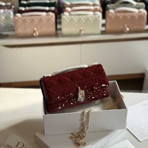 Dior My Dior Red Patent Cannage Lambskin Mini Bag - Dubai Luxury Items