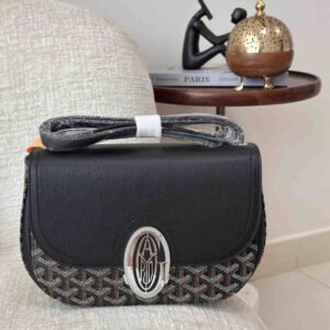 Goyard 233 Black Goyardine Chevron Canvas Shoulder Bag - Dubai Luxury Items