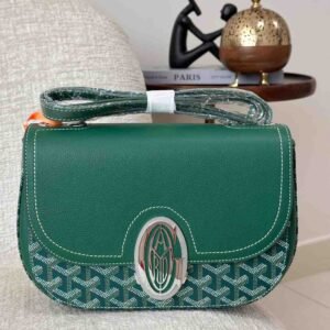 Goyard 233 Green Goyardine Chevron Canvas Shoulder Bag - Dubai Luxury Items
