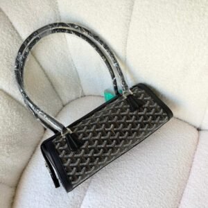 Goyard Goyardine Canvas Bonbonniere Bag Baguette Shape Black