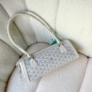 Goyard Goyardine Canvas Bonbonniere Bag Baguette Shape White