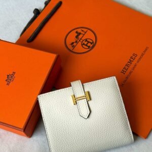 Hermes Bearn Compact Bifold Wallet In White Epsom Leather - Dubai Luxury Items