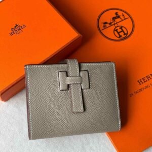 Hermes Bearn Compact Wallet In Etoupe Epsom Leather - Dubai Luxury Items