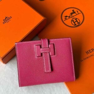 Hermes Bearn Compact Wallet in Rose Extreme Epsom Leather - Dubai Luxury Items