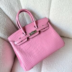 Hermes Birkin 25 Bubblegum Pink Matte Crocodile Embossed Leather
