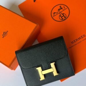 Hermes Constance Short Wallet Black Epsom Gold Hardware - Dubai Luxury Items