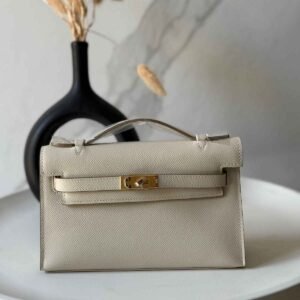 Hermes Kelly Pochette Craie Swift Leather Bag - Dubai Luxury Items