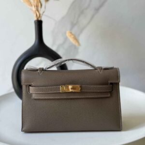 Hermes Kelly Pochette Etoupe Swift Leather Bag - Dubai Luxury Items