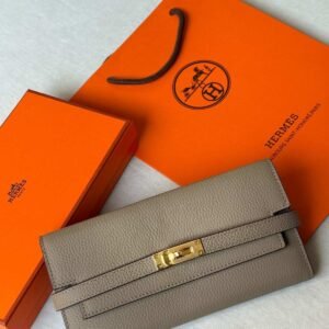 Hermes Kelly To Go Wallet Etoupe Epsom Leather Gold Hardware - Dubai Luxury Items