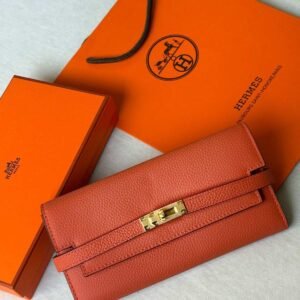 Hermes Kelly To Go Wallet Orange Epsom Leather Gold Hardware - Dubai Luxury Items