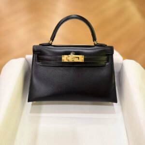 Hermes Mini Kelly 20 Black Calf Leather GHW - Dubai Luxury Items