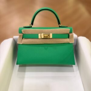 Hermes Mini Kelly 20 Cactus Green Epsom Leather GHW - Dubai Luxury Items