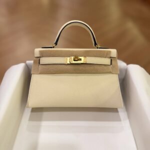 Hermes Mini Kelly 20 Craie Epsom Leather GHW - Dubai Luxury Items