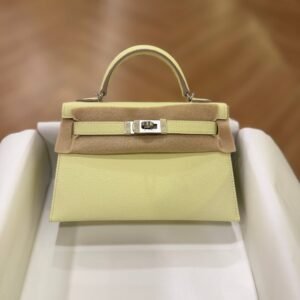 Hermes Mini Kelly 20 Jaune Poussin Epsom Leather SHW - Dubai Luxury Items